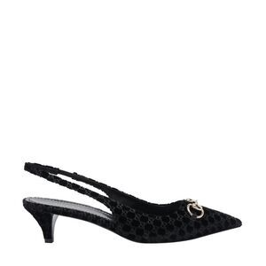 Gucci Black Textured Slingback Heels